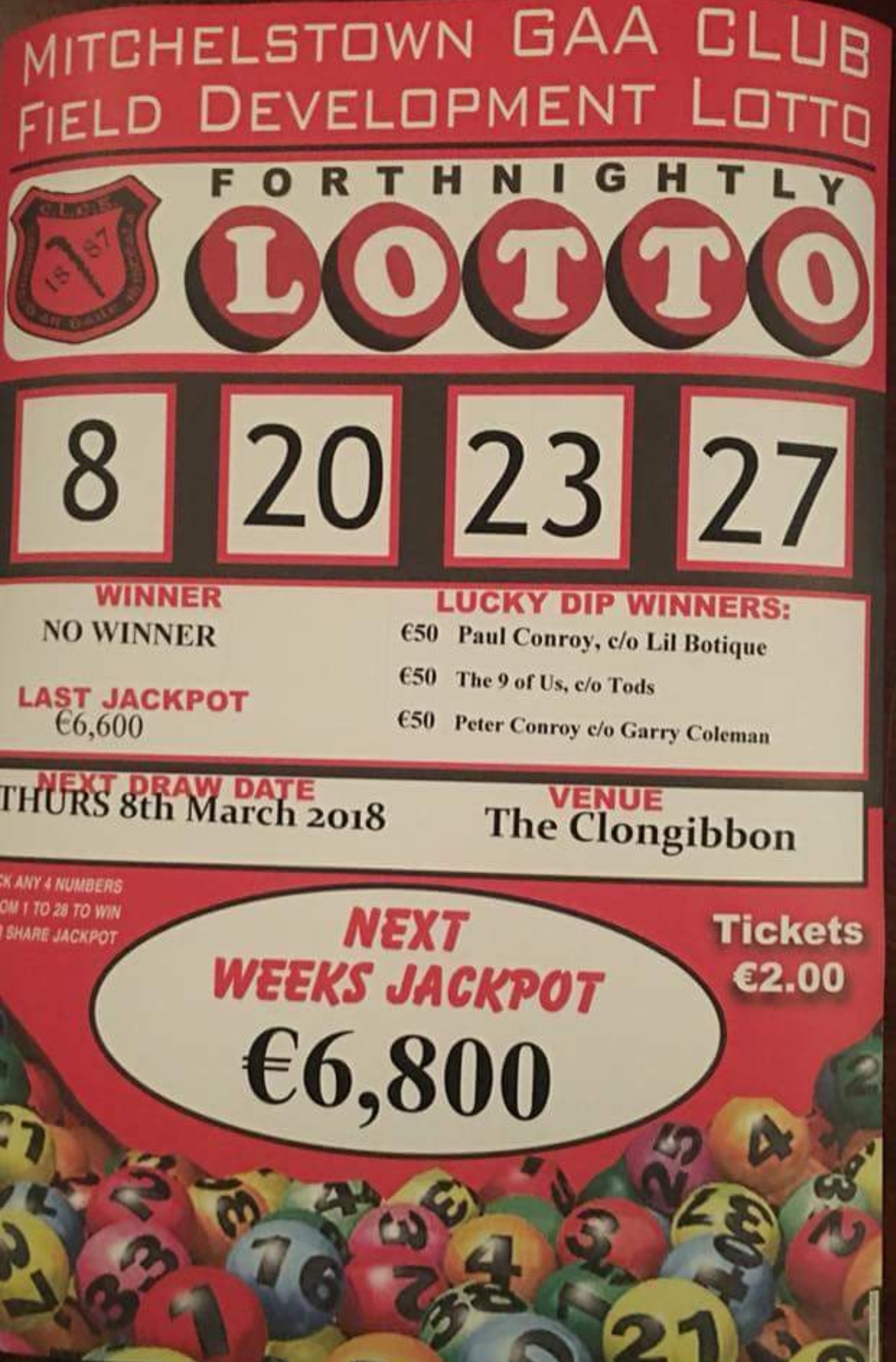 ClubZap Lotto Results 25th February 2018