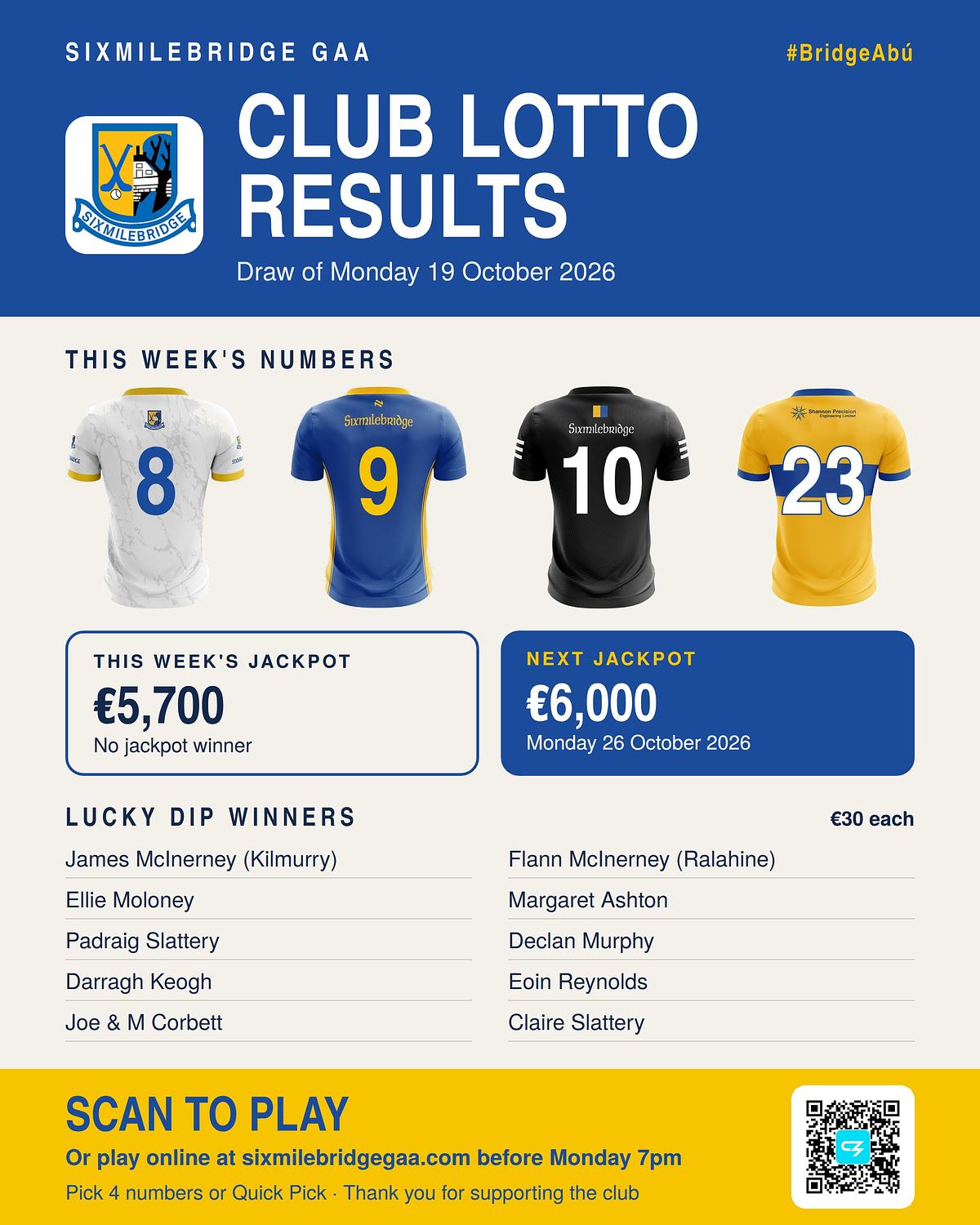 Club Lotto Results (19/10/2026)