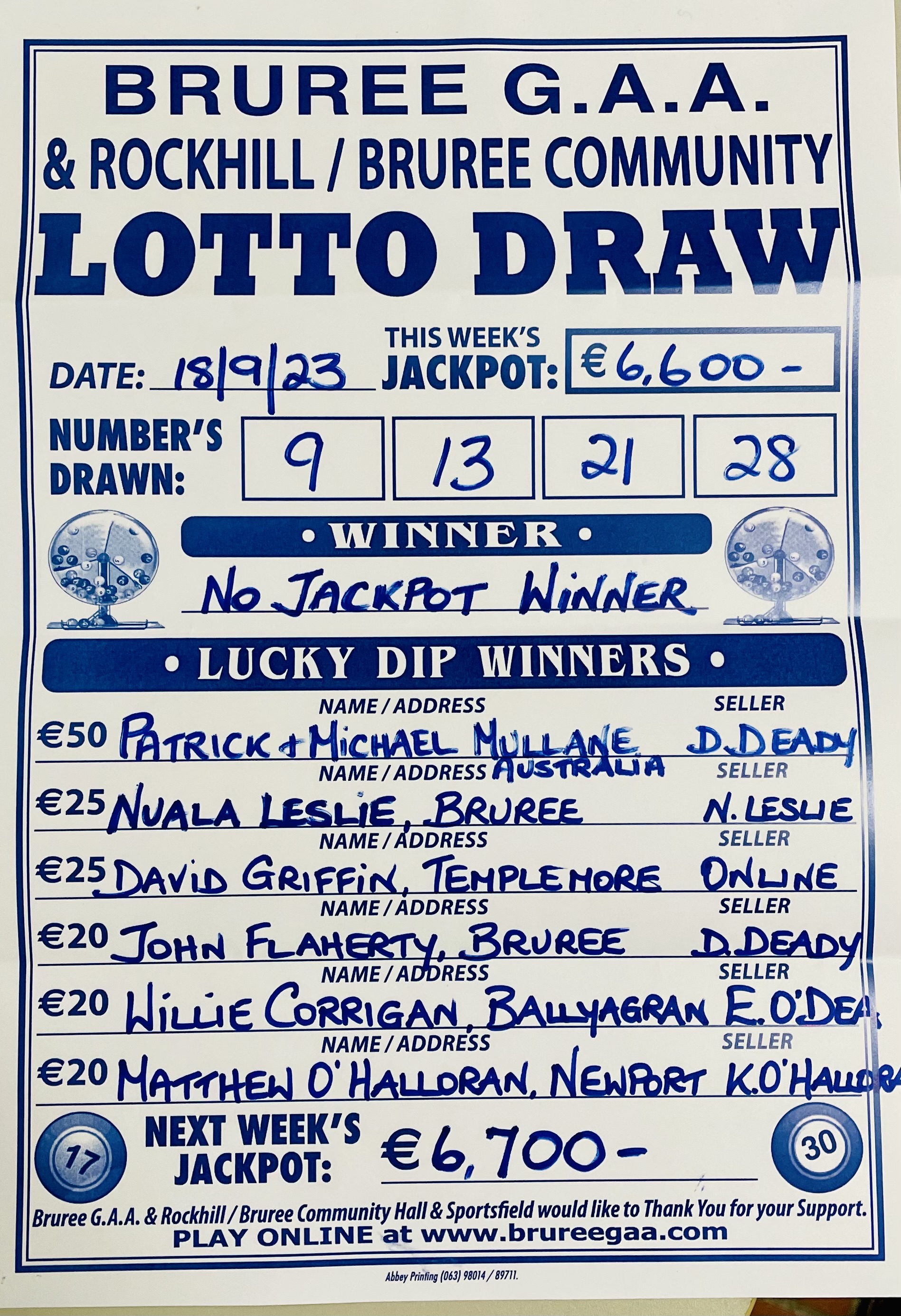 Lotto result deals september 9