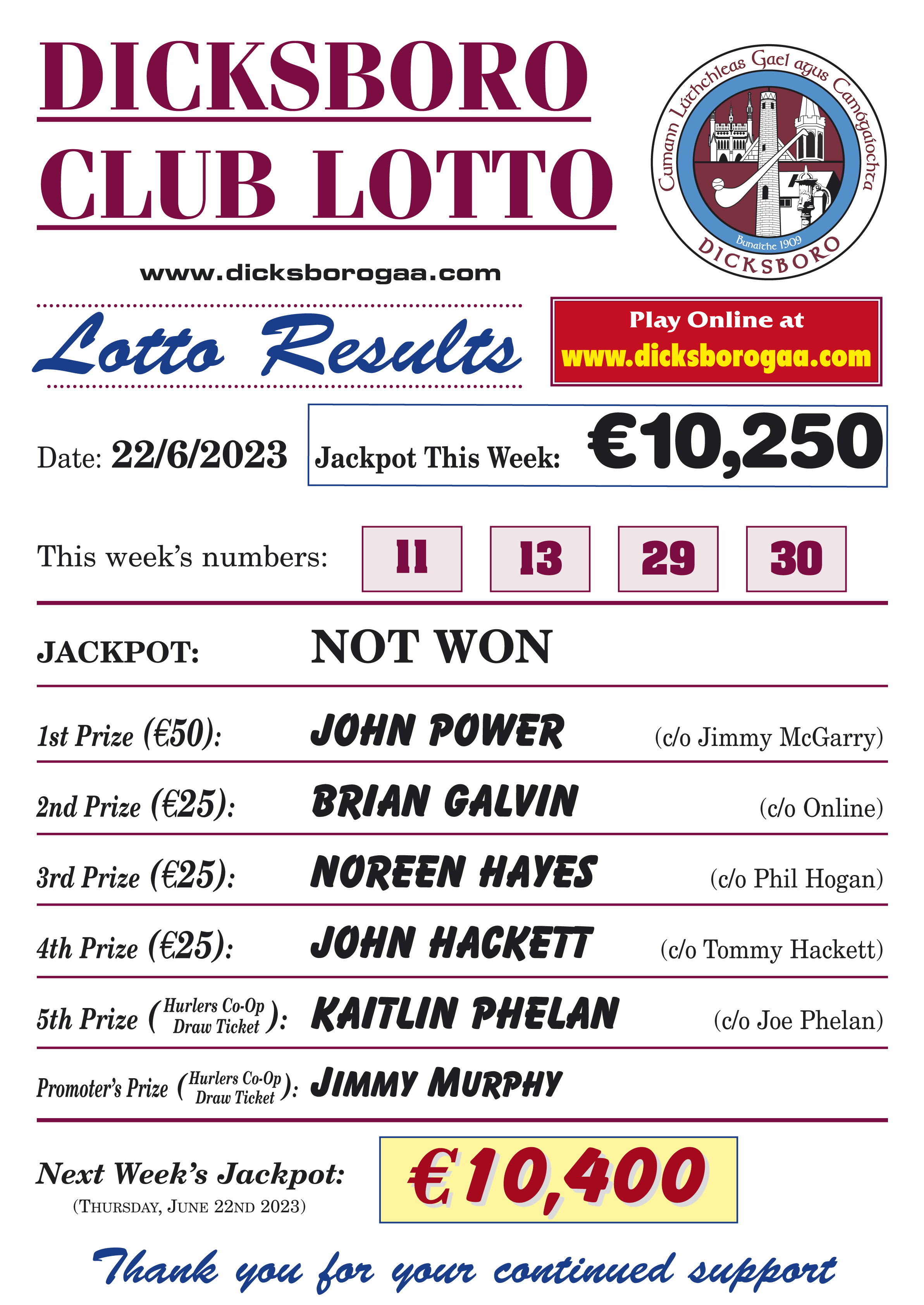 Lotto results deals 22nd of june