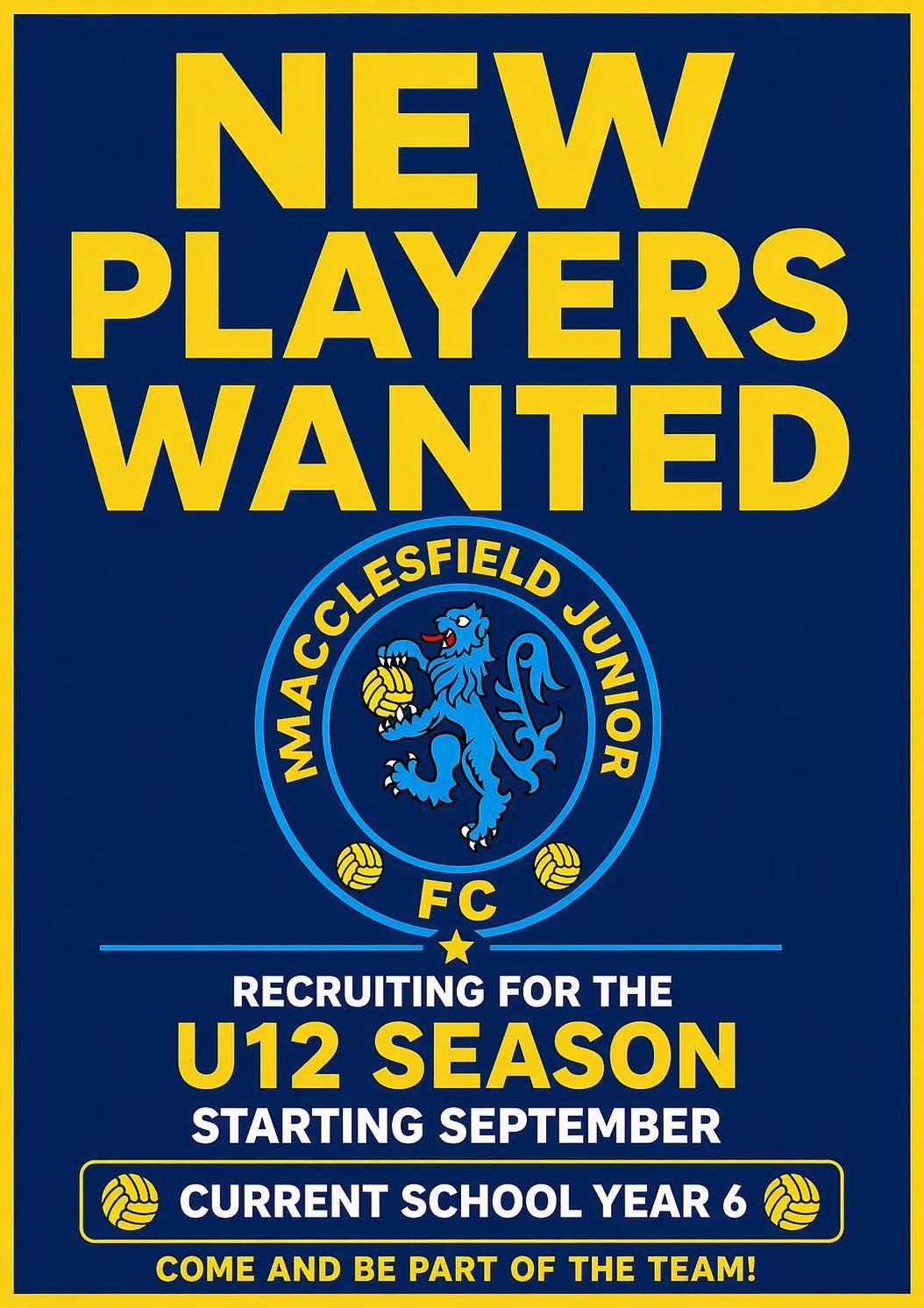 New Players wanted for U12 Team