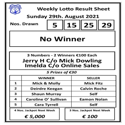 Lotto result deals august 29