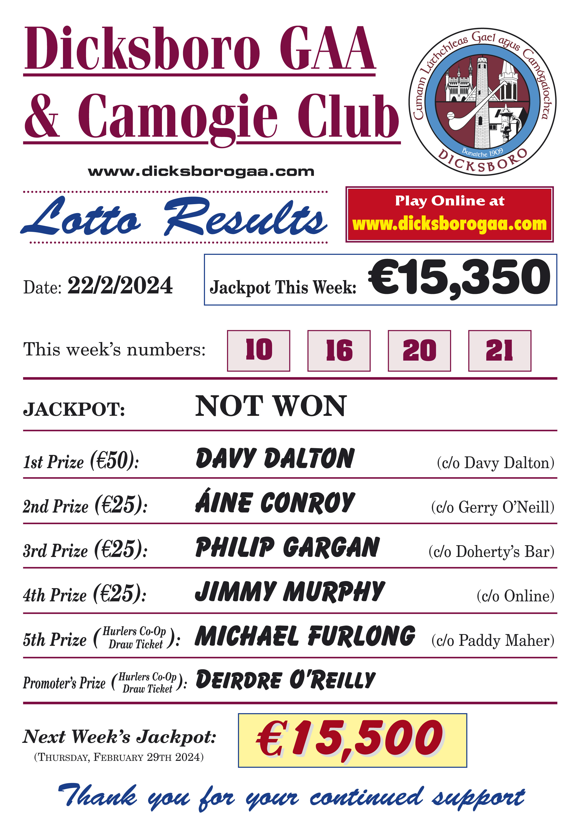 S3 sale lotto result