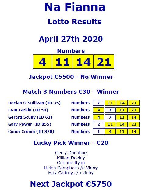 Lotto results april clearance 27