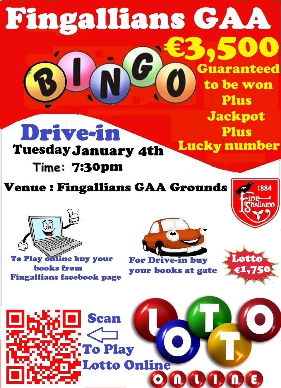 Fingallians GAA Club 3pm close off tomorrow Tuesday to buy books