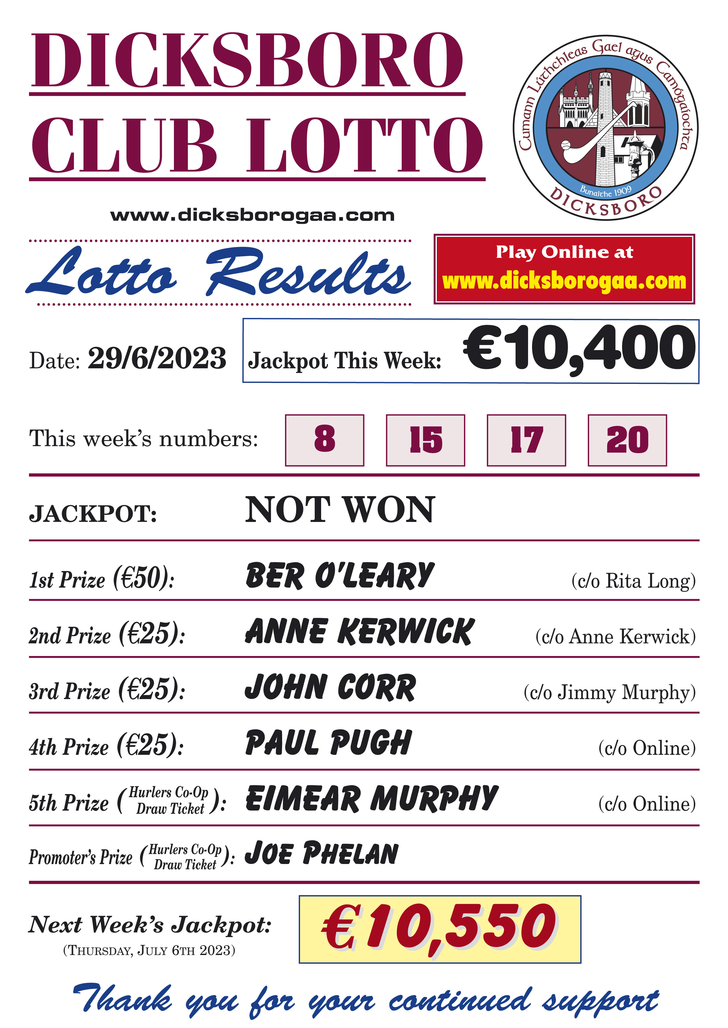 Lotto results for saturday deals the 6th of july