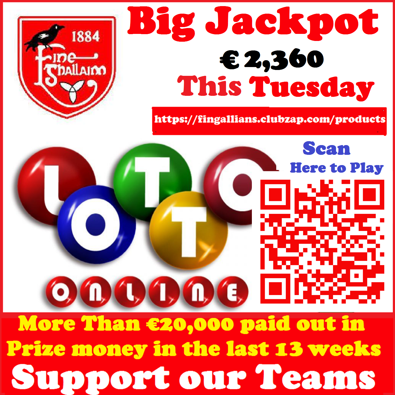 ClubZap Lotto Bingo Tonight Tuesday. Lotto 2 360 Bingo