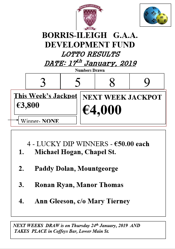 Lotto results shop 19 january 2019