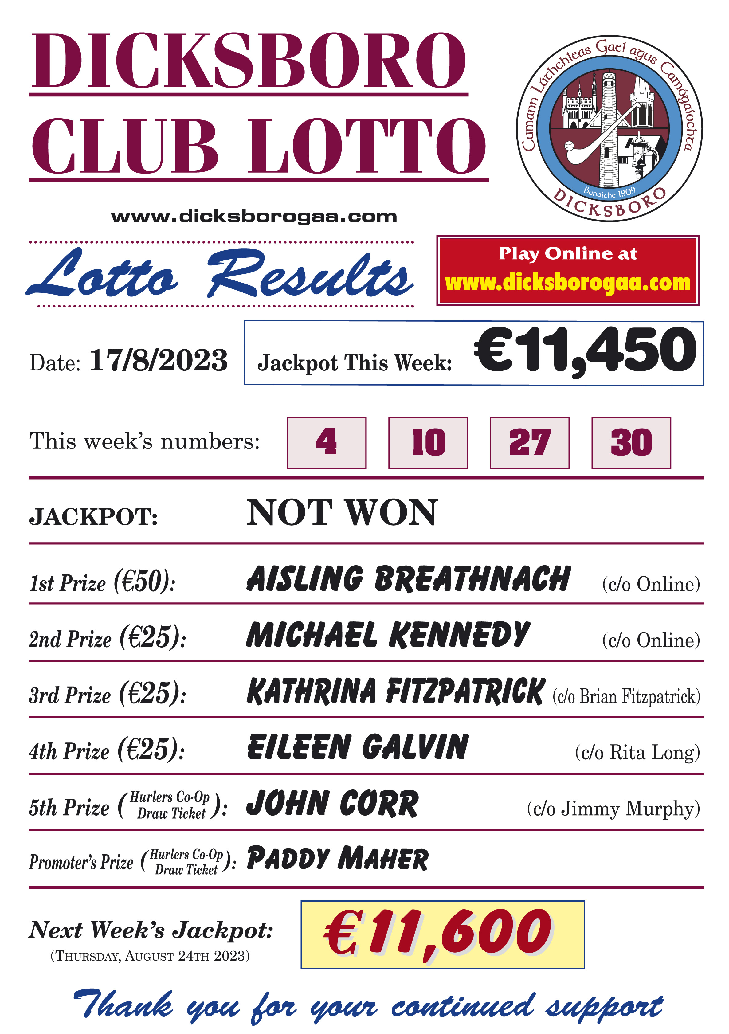 Lotto results for saturday deals the 17th of august