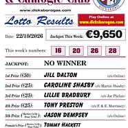 Dicksboro Lotto Results – 22nd October 2026