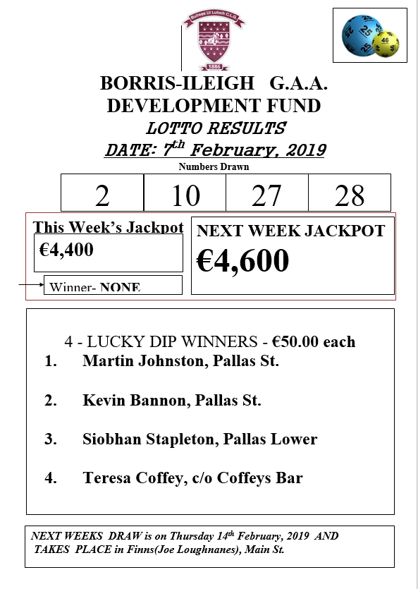 Lotto saturday 02 clearance february 2019