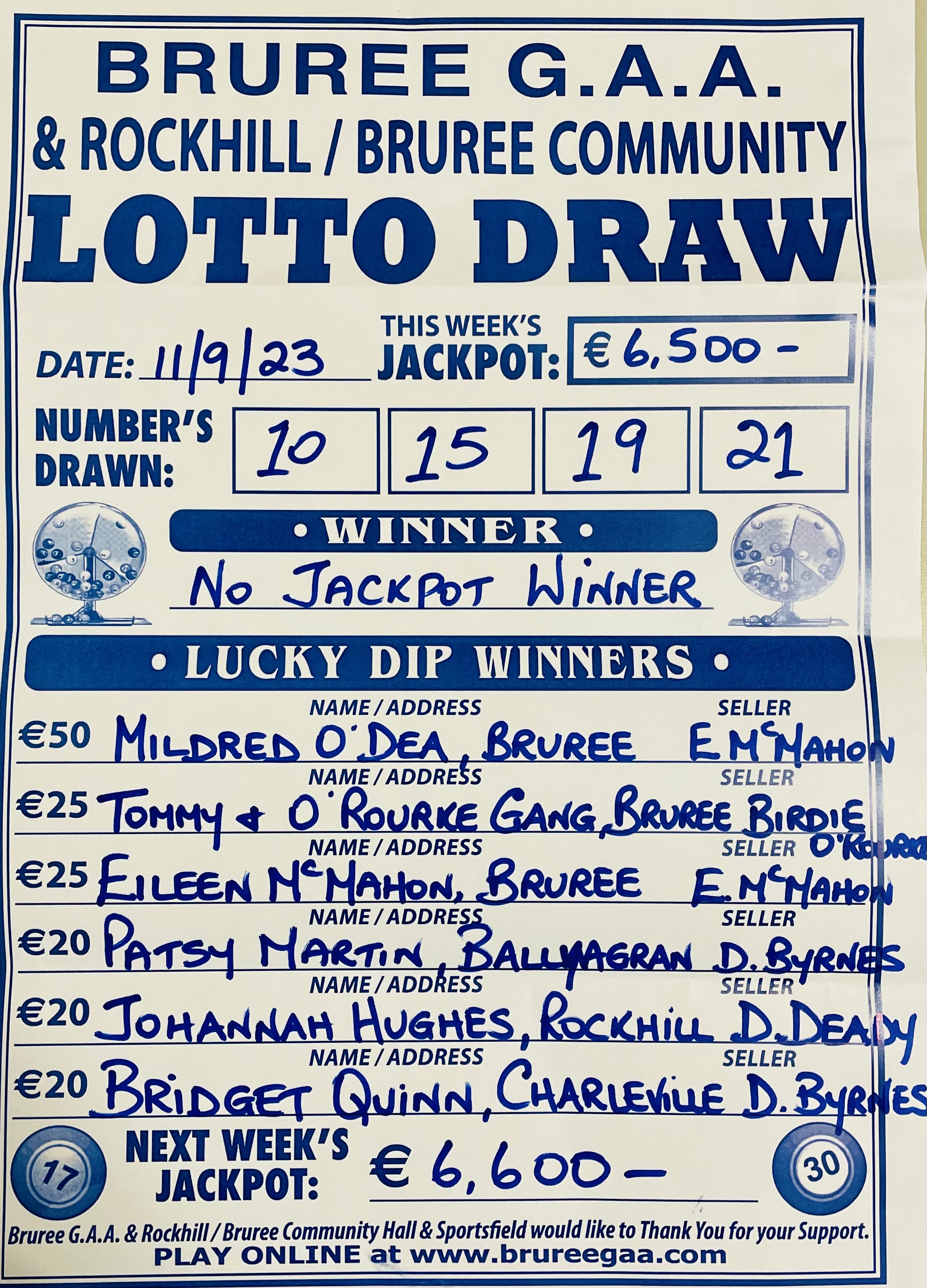 September 11 store lotto result