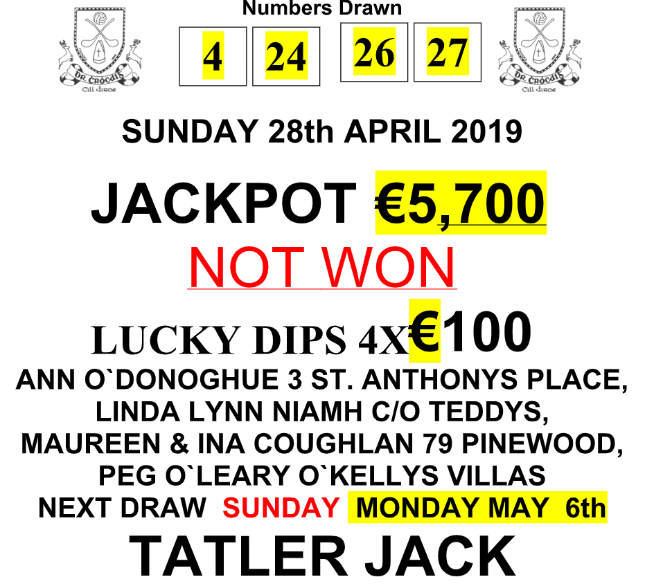 Lotto numbers for 24 deals april 2019