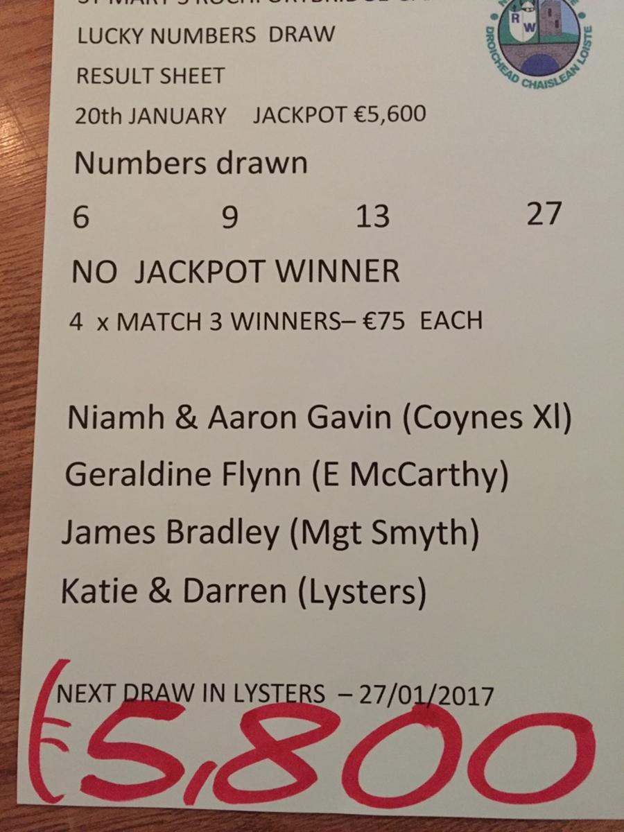 Lotto result deals january 6 2017