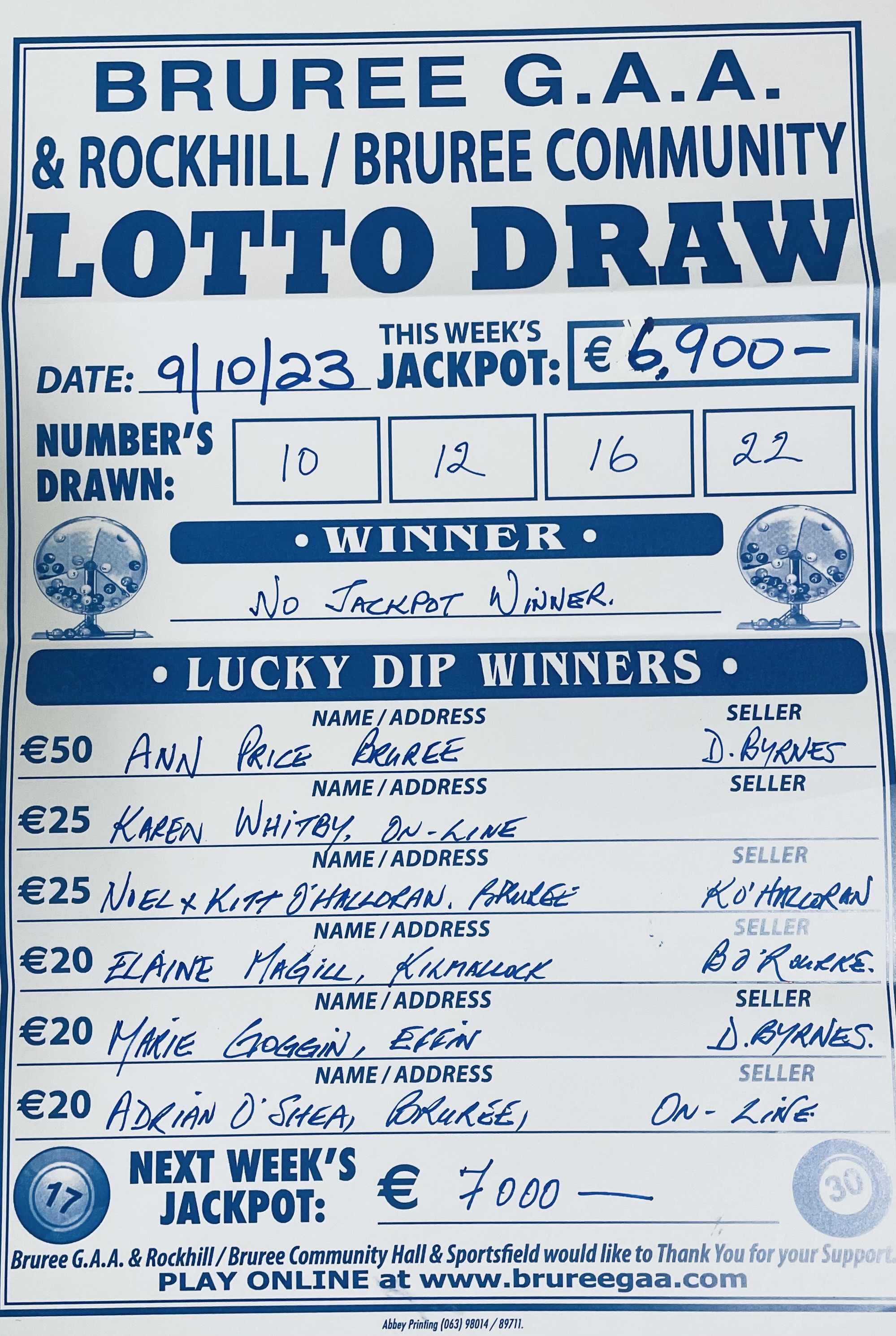 October 9 on sale lotto results