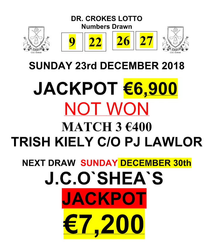 Lotto numbers 22 clearance dec 2018