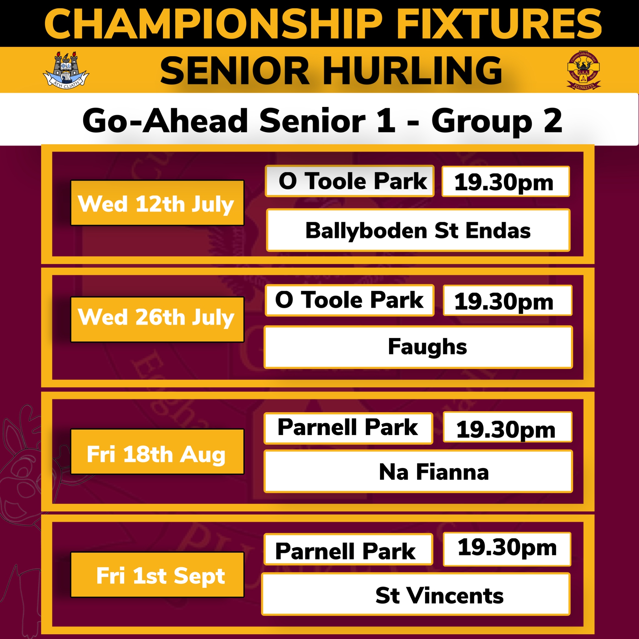 Senior hurling cheap championship fixtures