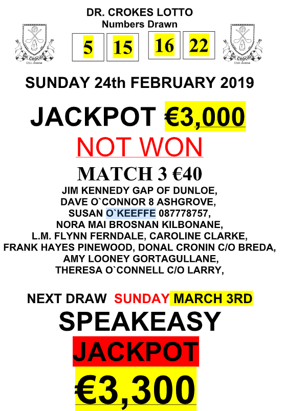 Lotto results shop 15 february 2019