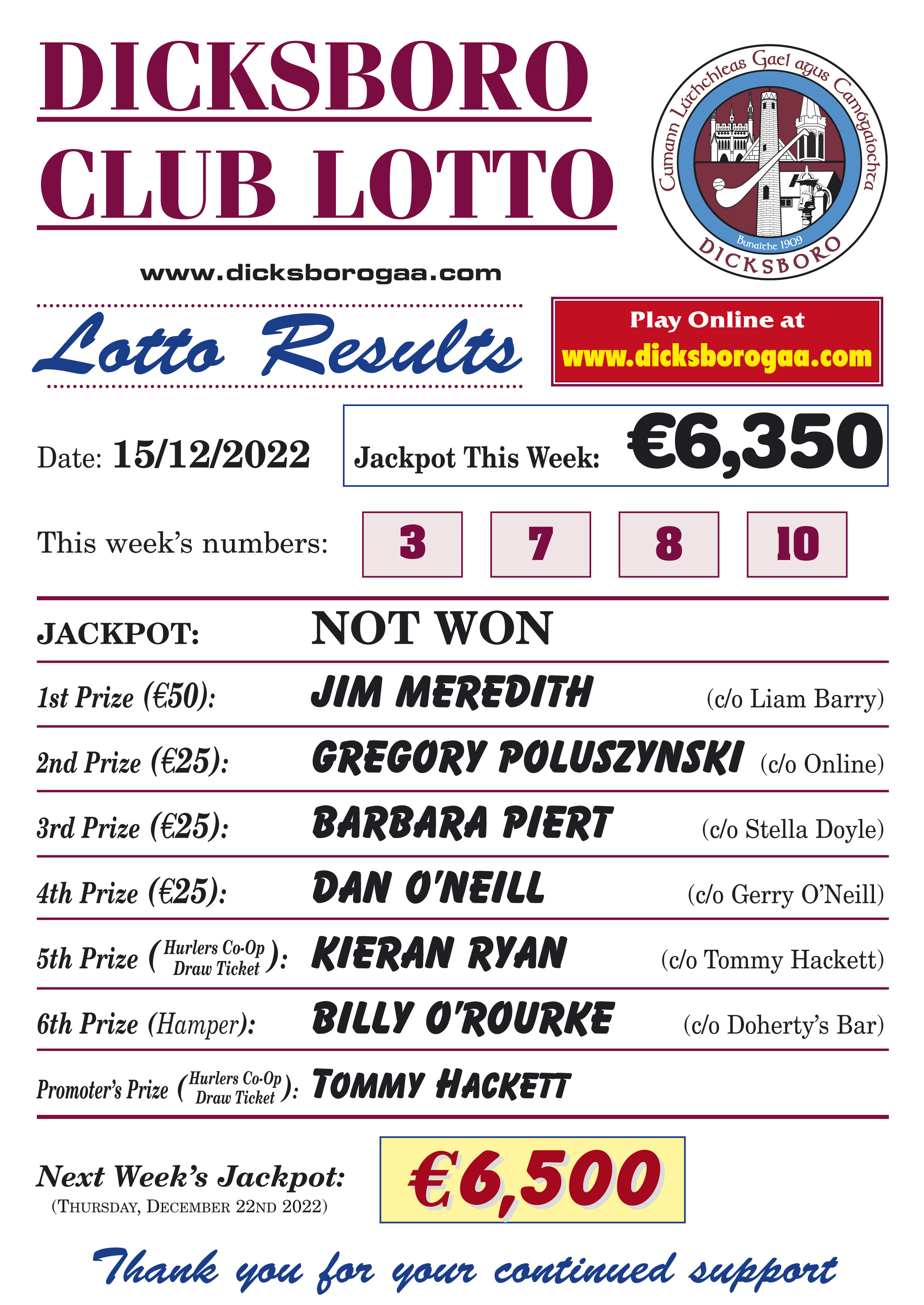 Lotto results for the deals 1st of december