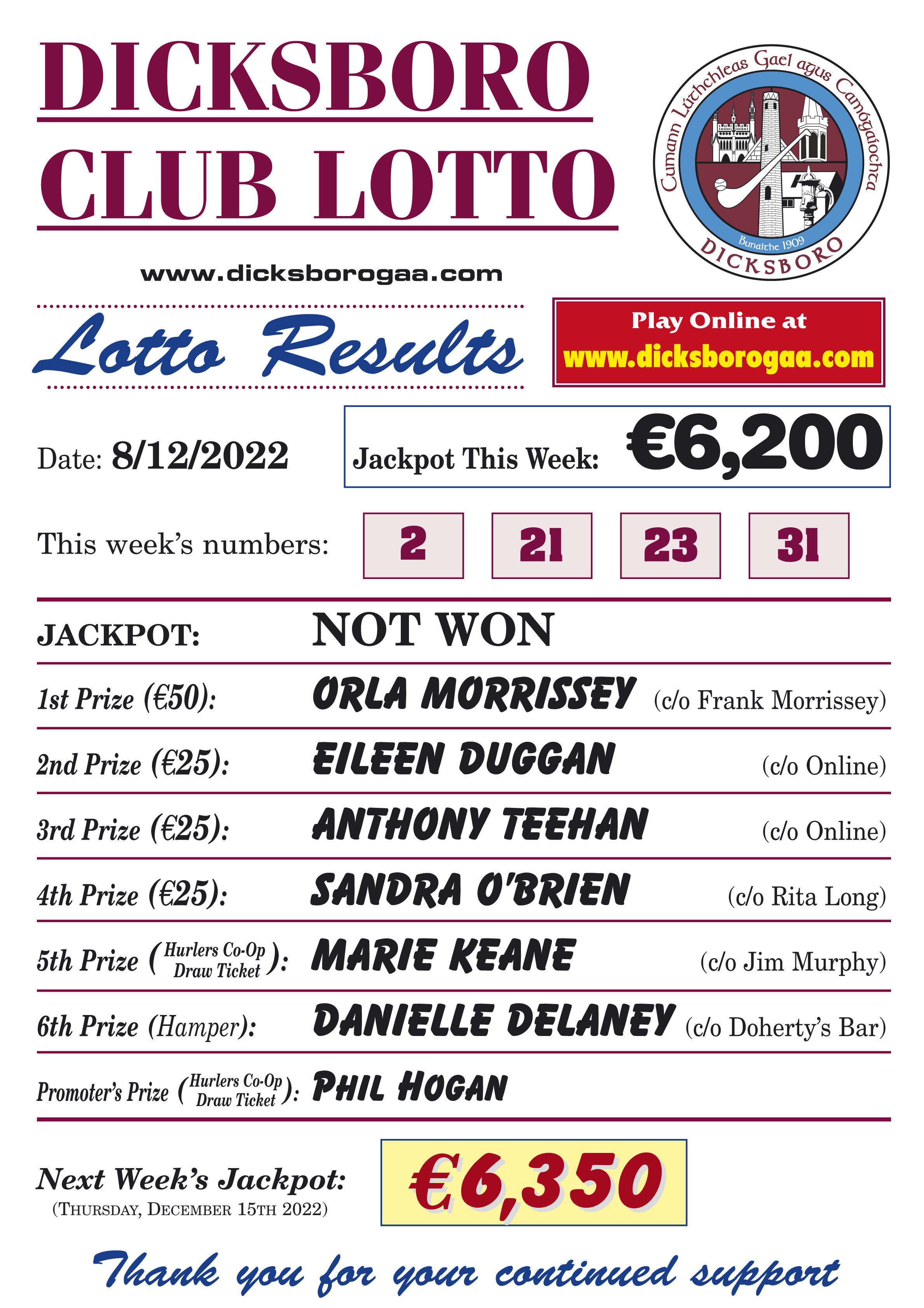 Lotto numbers shop 8th december