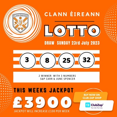 Clann ireann GAC Lotto Jackpot 3 900