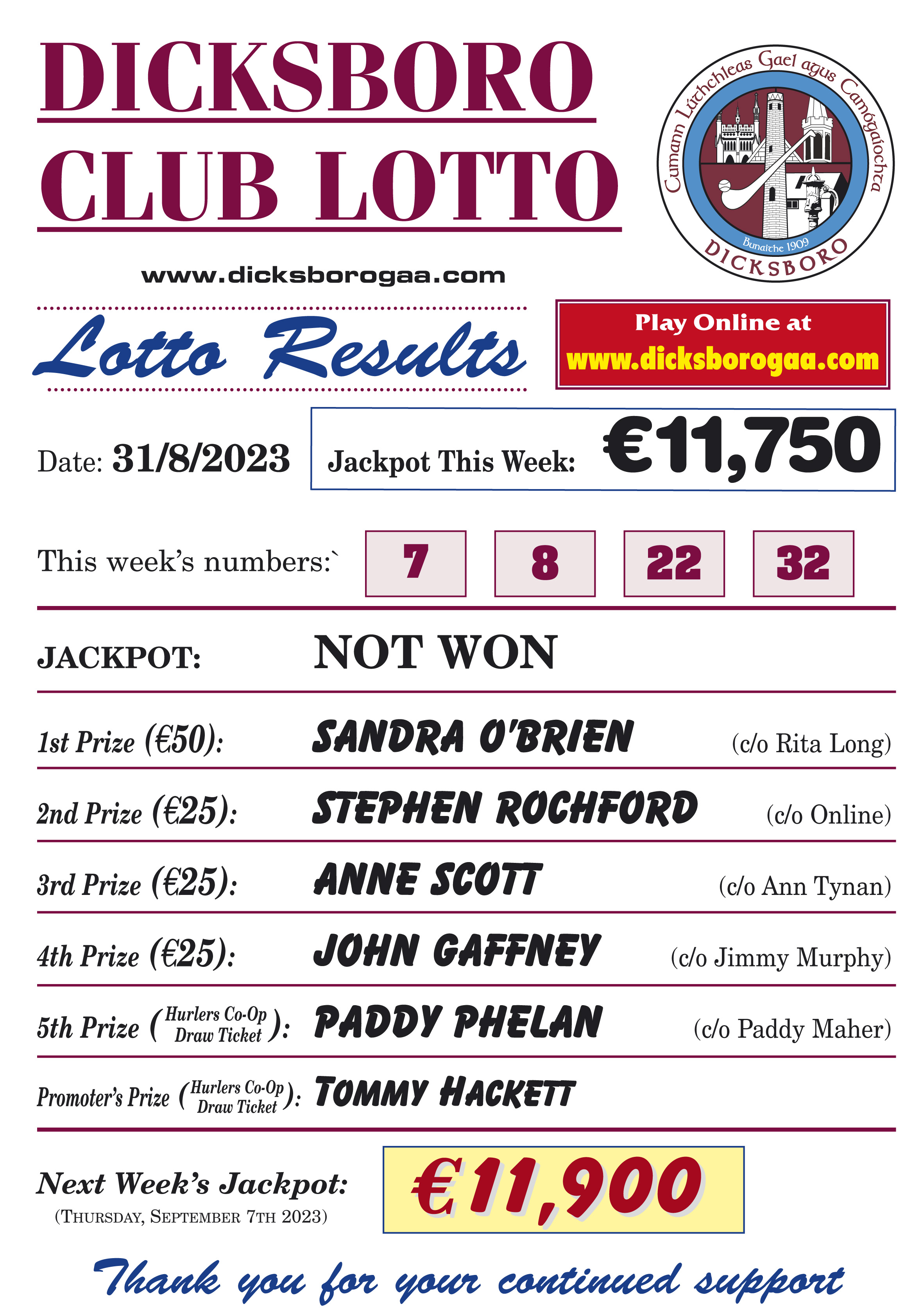 Lotto results for saturday store the 31st of august