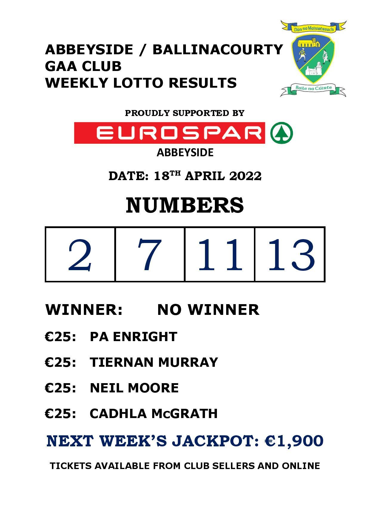 Lotto numbers deals 20th april