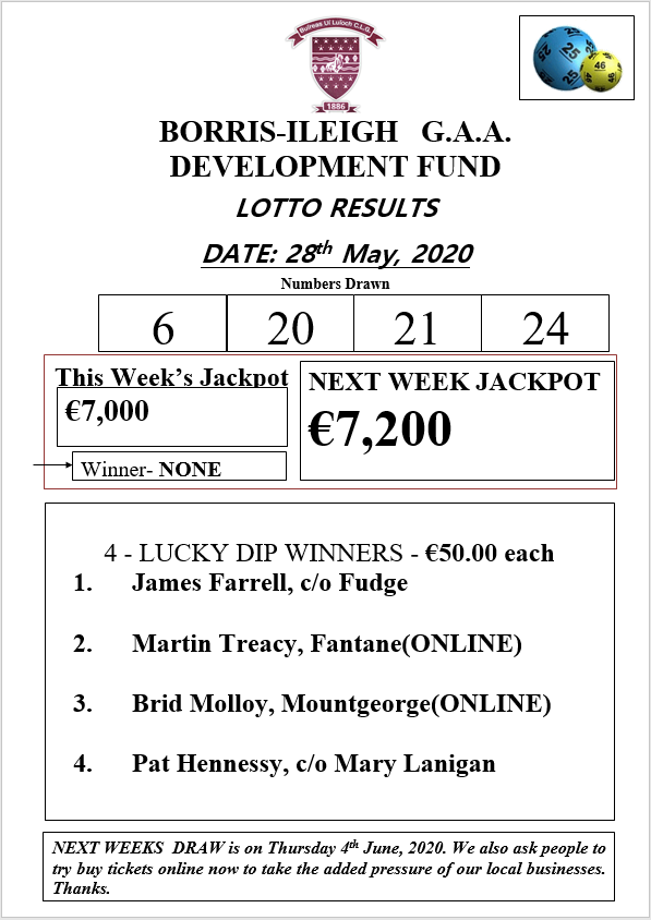 Lotto results deals 29 may