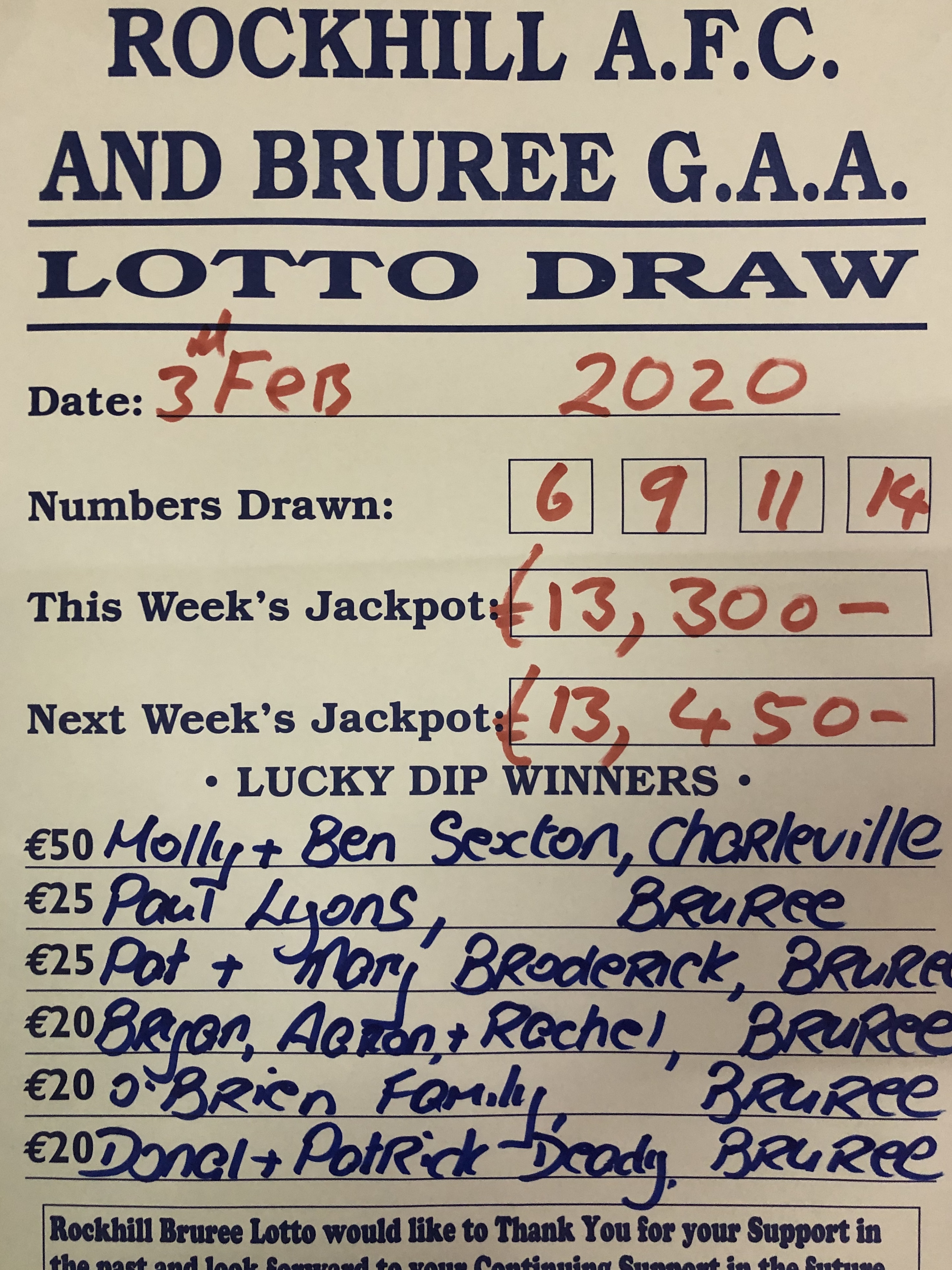 Lotto result feb sale 3