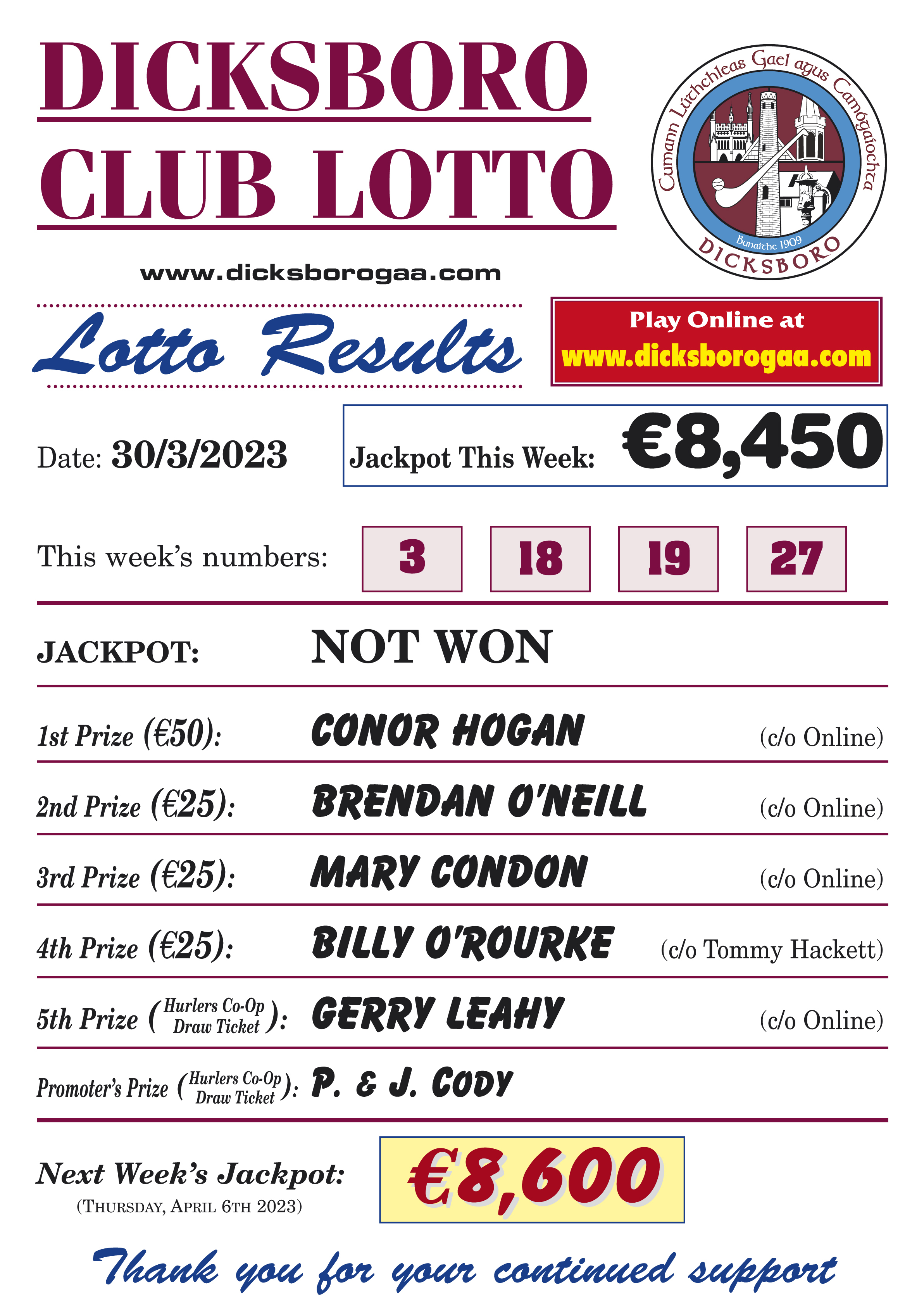 Lotto results for 30th deals of march