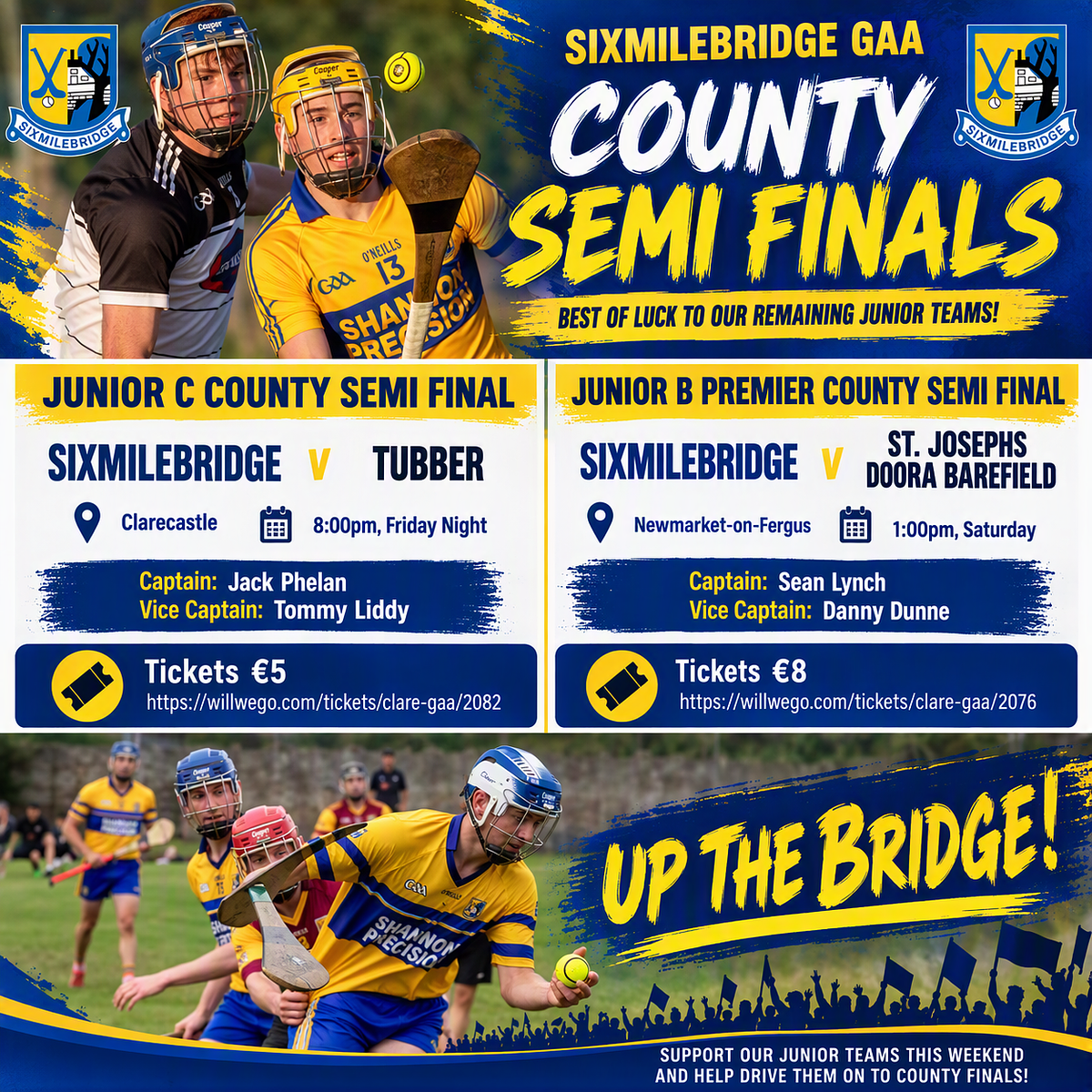 Junior Cs & Junior Bs in County Semi Final Action this Weekend