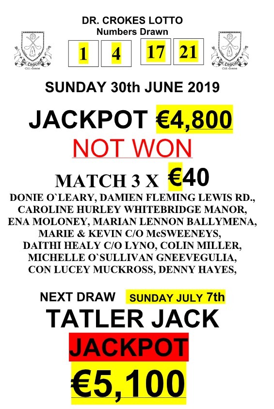 Lotto numbers 1 june on sale 2019